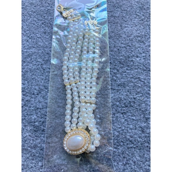 Simple Rhinestone Multilayer Pearl Clavicle Necklace Pendant Designer for Women‎ - Picture 3 of 5